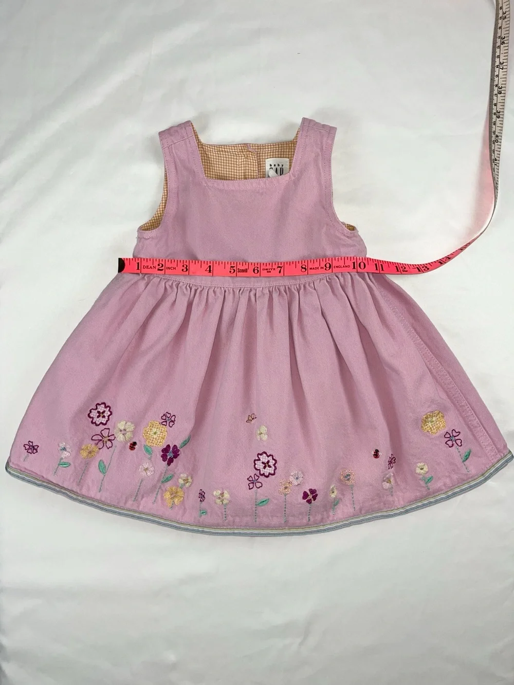 Baby Gap 2000 Floral Pink Embroidered Jumper Dress, M 6-12 Months